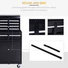 DURHAND Tool Chest 2 in 1 Metal Tool Cabinet Storage Box with 5 Drawers Pegboard Wheels 60x28x104.5cm Black - anydaydirect