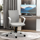 Vinsetto Office Chair Linen Swivel Computer Desk Chair Home Study Task Chair with Wheels, Arm, Adjustable Height, Light Grey - anydaydirect