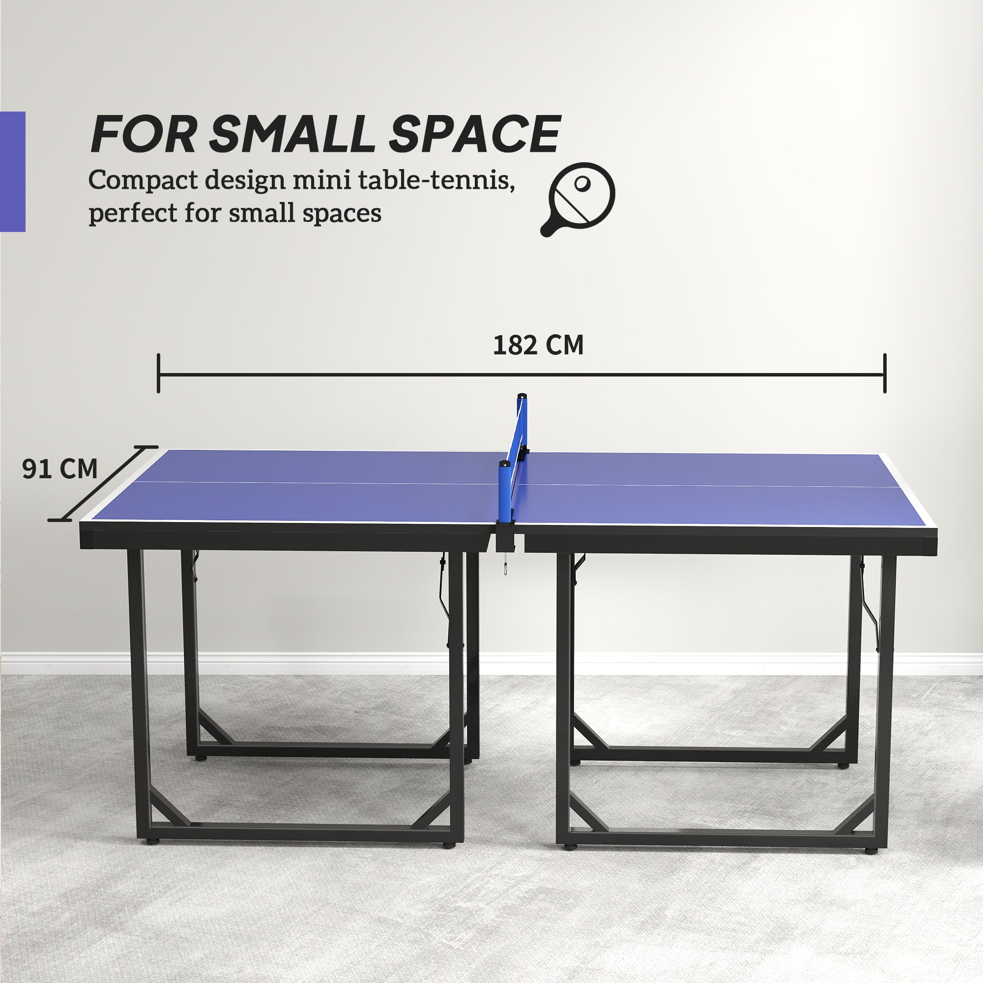 HOMCOM 6ft Table Tennis Table, Ping Pong Table with Net, Foldable and Portable Ping Pong Set for Indoor Outdoor Use, Easy Assemble, Midsize, Blue - anydaydirect