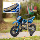 AIYAPLAY 12V Kids Electric Motorbike, Kids Electric Ride on Motorcycle w/ Twist Grip Throttle, Training Wheels - Blue - anydaydirect