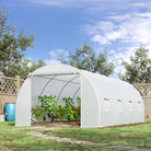 Outsunny 6 x 3 x 2 m Polytunnel Greenhouse, Walk in Polytunnel Tent with Metal Frame, Zippered Door and 8 Windows for Garden and Backyard, White - anydaydirect
