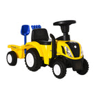 HOMCOM Compatible Baby Toddler Sliding Car NEW HOLLAND Licensed Foot to Floor Slider w/ Horn Storage Steering Wheel for 12-36 Months Yellow - anydaydirect