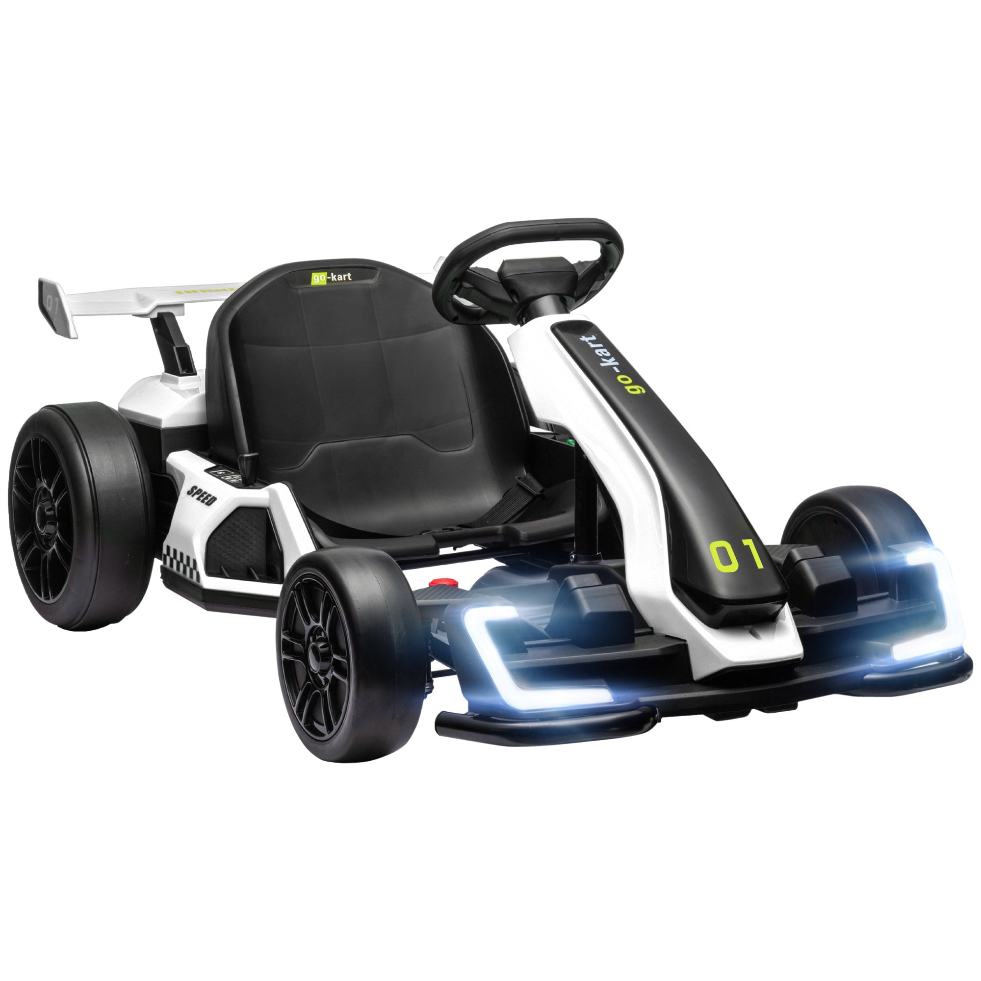 HOMCOM 24V Electric Go Kart for Kids with Adjustable Seat for 6-12 Years Old, White - anydaydirect