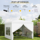 Outsunny 3 x 3m Pop Up Gazebo, Wedding Party Canopy Tent Marquee with Carry Bag and Windows, White - anydaydirect