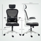 HOMCOM Executive Office Chair, Ergonomic Mesh High Back Desk Chair with Flip-up Armrest, Rotatable Headrest, Adjustable Lumbar Support for Home Study, Black - anydaydirect