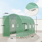 Outsunny 2 x 3 m Walk-in Polytunnel Greenhouse with Hinged Door and 6 Roll Up Mesh Windows, Garden Tunnel Warm House Tent, Green - anydaydirect