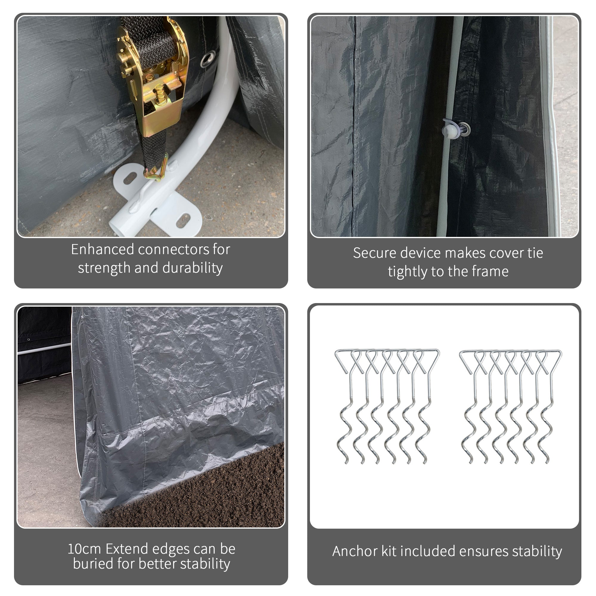 Outsunny 9 X 7.5ft Temporary Outdoor Equipment Shed - Dark Grey - anydaydirect