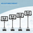 SPORTNOW Height Adjustable Basketball Stand Net Set System, Freestanding Basketball Hoop and Stand w/ Wheels, 200-305cm - Black - anydaydirect