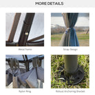 Outsunny 3 x 3 m Metal Gazebo, Garden Pavillion, Double Roof Outdoor Canopy Shelter with Mesh Sidewalls, Grey - anydaydirect