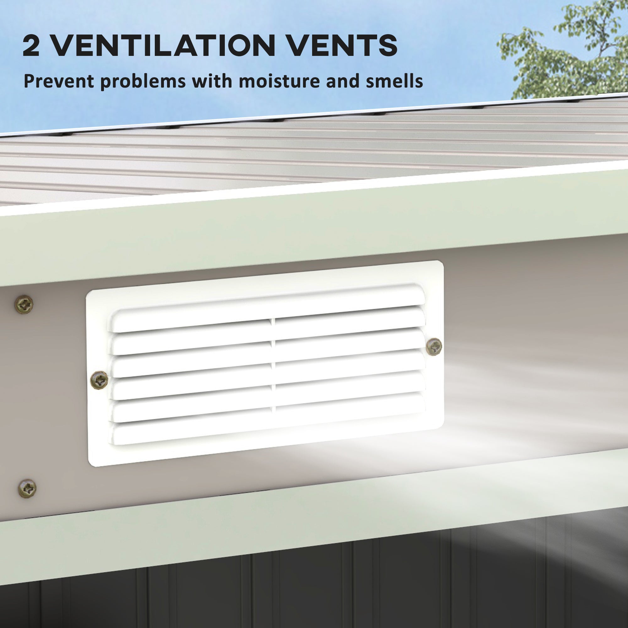Outsunny Outdoor Garden Metal Equipment Tool Storage Shed w/ Foundation, Double Door, Vents and Sloped Roof, Grey - anydaydirect