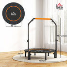 HOMCOM 40" Foldable Mini Fitness Trampoline, with Adjustable Foam Handle, Orange - anydaydirect