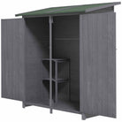 Outsunny Wooden Garden Storage Shed Lockable Tool Cabinet Organizer w/ Storage Table, Double Door, 139 x 75 x 160 cm, Grey - anydaydirect