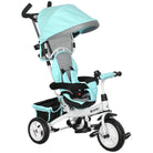 HOMCOM 6 in 1 Kids Trike Push Bike w/ Push Handle, Canopy, 5-point Safety Belt, Storage, Footrest, Brake, for 1-5 Years, Green - anydaydirect