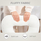 HOMCOM Armless Heart Computer Desk Chair, Teddy Fleece Swivel Office Chair, Makeup Vanity Chair with Height Adjustable, Wheels, for Home Study Bedroom, White - anydaydirect