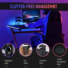 HOMCOM RGB 120 x 66cm Gaming Desk, Computer Table with Carbon Fibre Surface, Headphone Hook, Cup Holder, Controller Rack, Home Office Desk, Black and Red - anydaydirect