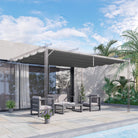 Outsunny Retractable Pergola Shade Cover, Replacement Canopy for 4 x 3 (m) Pergola, Retractable Roof, Dark Grey - anydaydirect