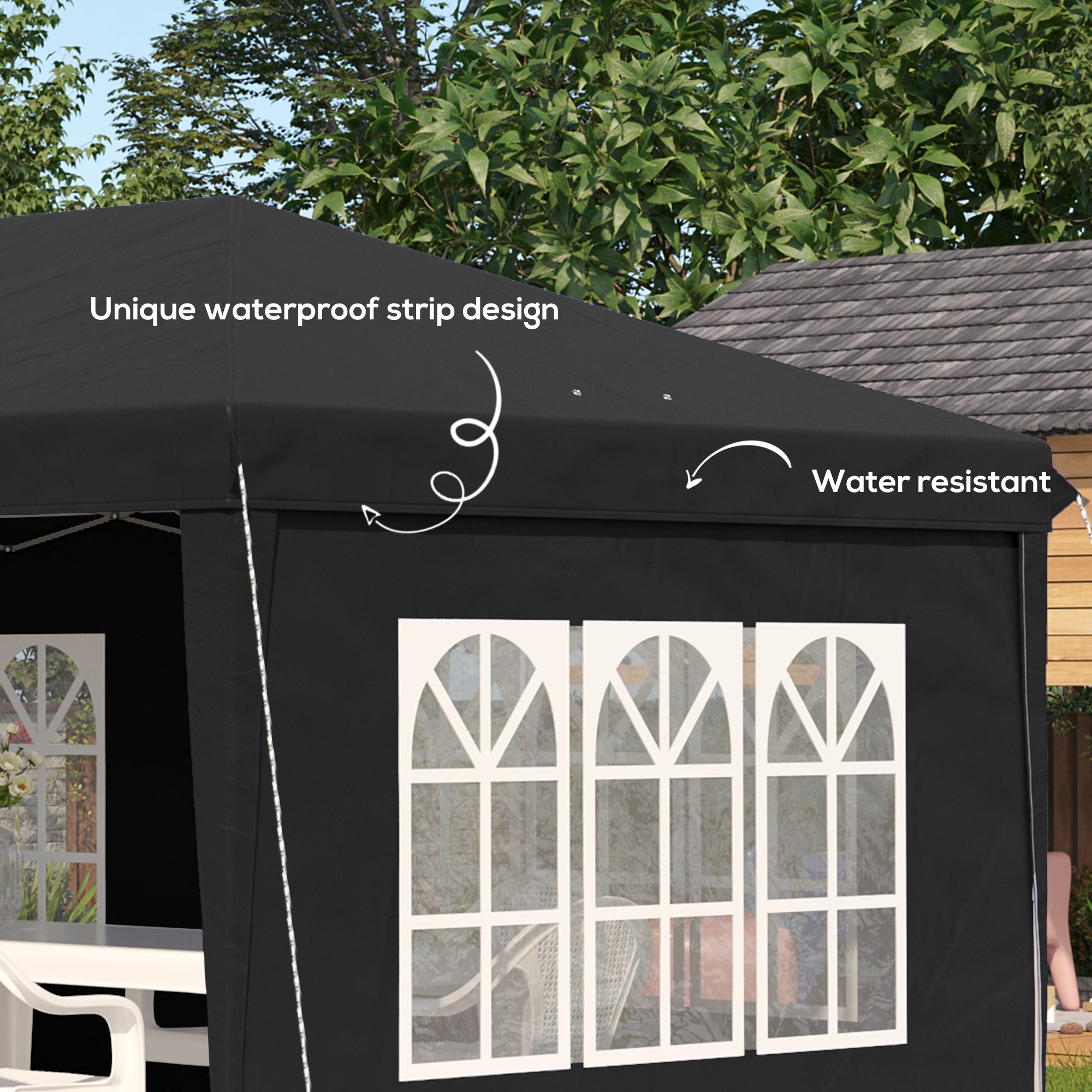 Outsunny 3 x 6m Pop-Up Gazebo, with Removable Walls - Black - anydaydirect