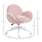 HOMCOM Makeup Vanity Chair, Cute Fluffy Desk Chair with Rolling Wheels for Bedroom Living Room, Pink - anydaydirect