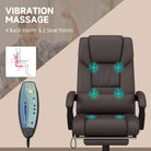 Vinsetto 6-Point Massage Office Chair, PU Leather Desk Chair with Adjustable Height and Footrest for Home Office, Brown - anydaydirect