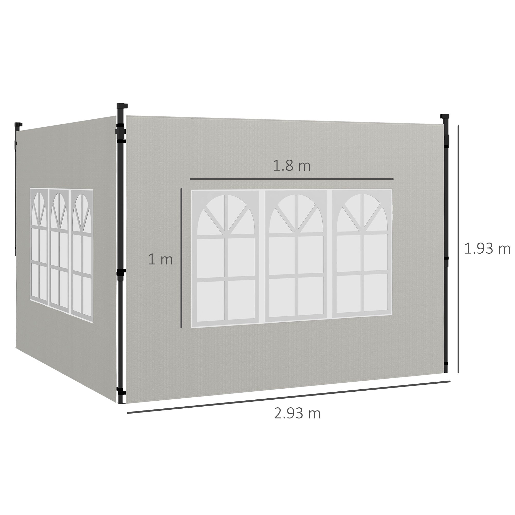 Outsunny Gazebo Side Panels, Sides Replacement with Window for 3x3(m) or 3x6m Gazebo Canopy, 2 Pack, White - anydaydirect