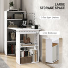 HOMCOM 120cm Modern Computer Desk Bookshelf Study Table Workstation PC Laptop Writing Home Office 6 Shelves, White - anydaydirect