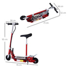 HOMCOM 120W Teens Foldable Kids Powered Scooters 24V Rechargeable Battery Adjustable Ride on Outdoor Toy (Red) - anydaydirect