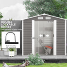 Outsunny 7 x 4ft Garden Shed, Easy to Assemble, Upgraded Galvanised Steel Frame with Foundation Kit, Double Doors with Lock, Outdoor Metal Shed with Vents and Gloves, Garden Storage Shed, Light Grey - anydaydirect