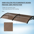 Outsunny 75 x 195 cm Curved Door Window Awning Canopy, Polycarbonate Cover Front Door Outdoor Patio, UV Rain Snow Protection Shelter, Brown - anydaydirect