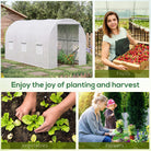 Outsunny 3.5 x 2 x 2 m Polytunnel Greenhouse, Walk-in Green House for Garden with Mesh Windows, Galvanised Steel Frame, White - anydaydirect