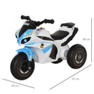HOMCOM Kids Ride-On Police Bike 3-Wheel Vehicle w/ Music Lights Safe Seat Handlebars Toddler NO POWER Child Learning Fun Development 18-36 Months Blue - anydaydirect