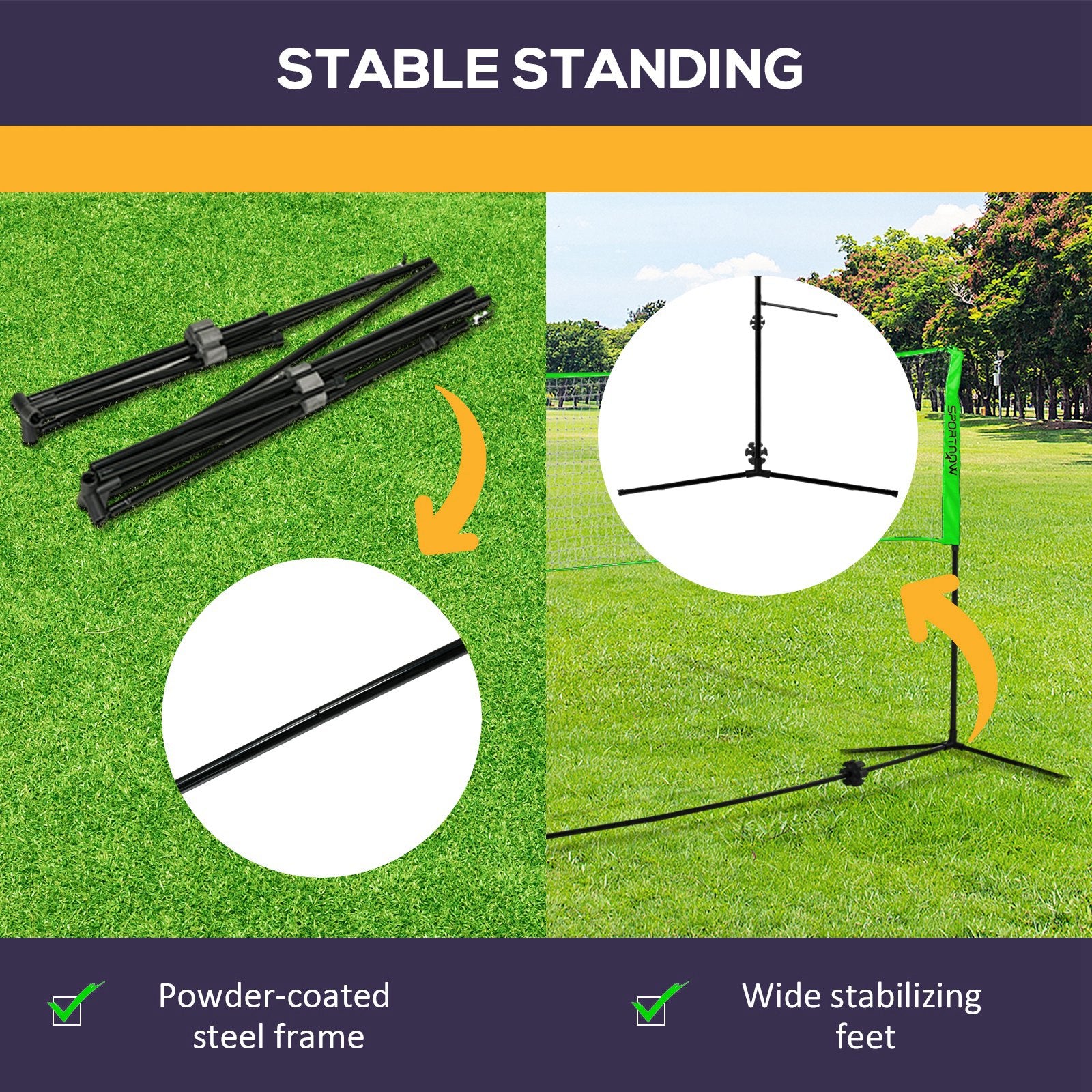 SPORTNOW Badminton Net Set, Height Adjustable Net for Pickleball, Volleyball, Badminton, with 3 Shuttlecocks, 4 Rackets - anydaydirect