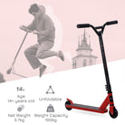 HOMCOM Street Stunt Scooter Intermediate and Beginner Freestyle Tricks Scooters For 14+ Teens Adult w/ Rear ?10cm Wheel & Brake - Red - anydaydirect