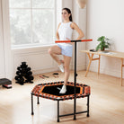 SPORTNOW 45" Rebounder Trampoline for Adults, Quiet Bungee Rebounder with LED Lights and Adjustable Handle, Orange - anydaydirect
