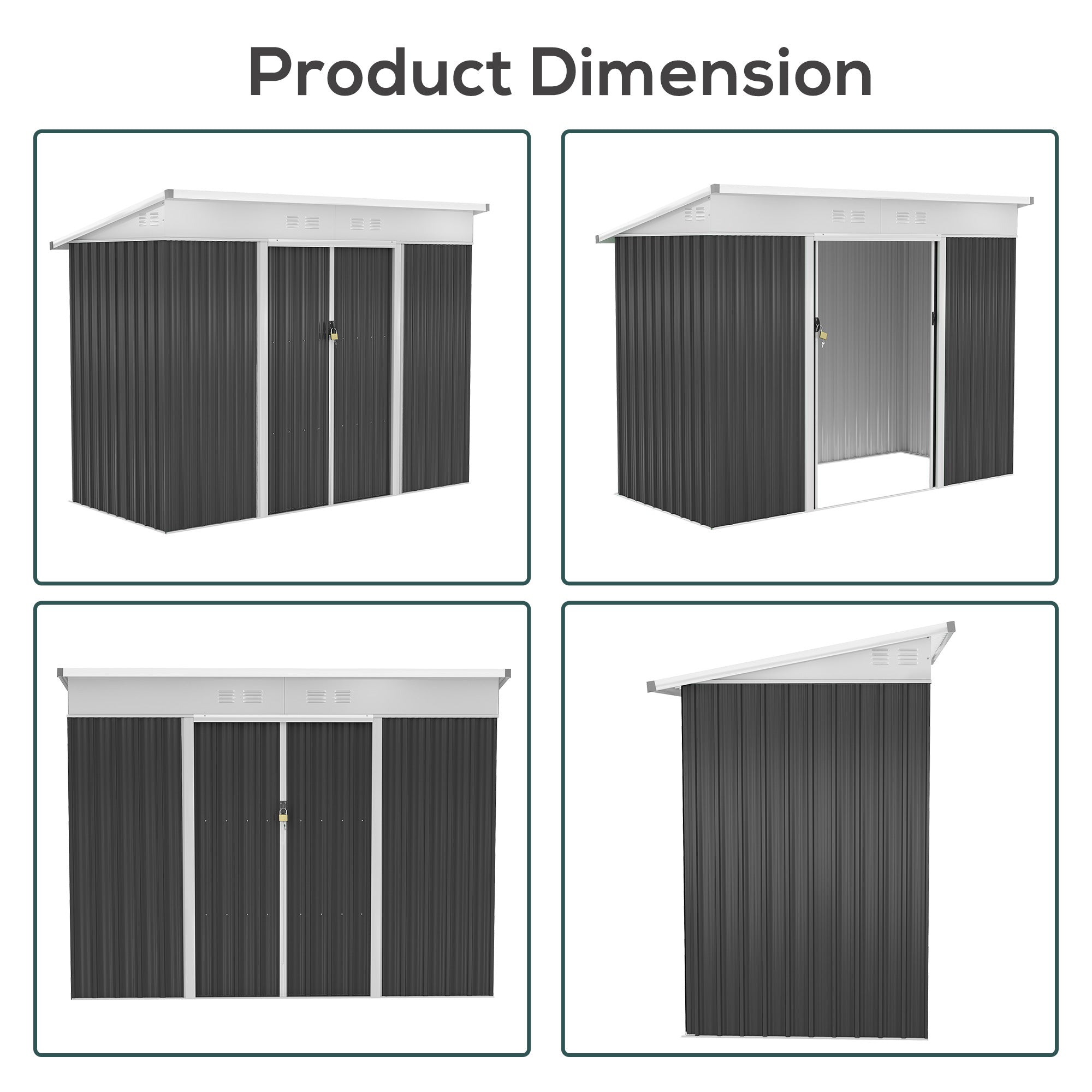 Outsunny 7.6 x 4.3ft Garden Storage Shed w/ Sliding Door Ventilation Window Sloped Roof Gardening Tool Storage Dark Grey - anydaydirect