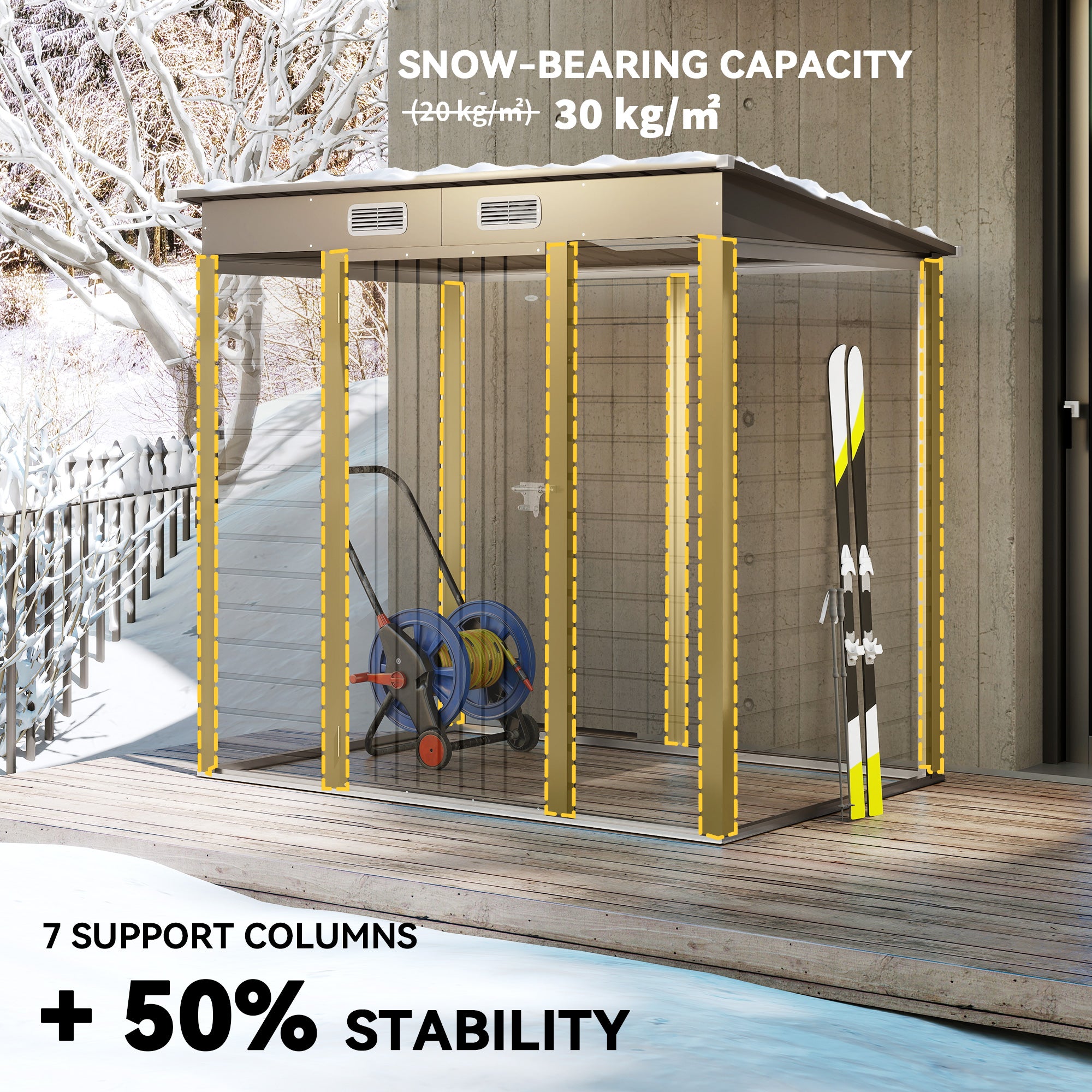 Outsunny 4 x 6ft Galvanised Metal Garden Shed, with Locking Door - Grey - anydaydirect