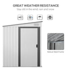 Outsunny 5 x 7FT Galvanised Metal Shed with Foundation, Lean to Tool Garden Shed with Sliding Doors and 2 Vents, White - anydaydirect