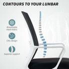 HOMCOM Draughtsman Chair, Mesh Drafting Chair, Ergonomic Office Chair with Lumbar Support, Adjustable Foot Ring, Black - anydaydirect