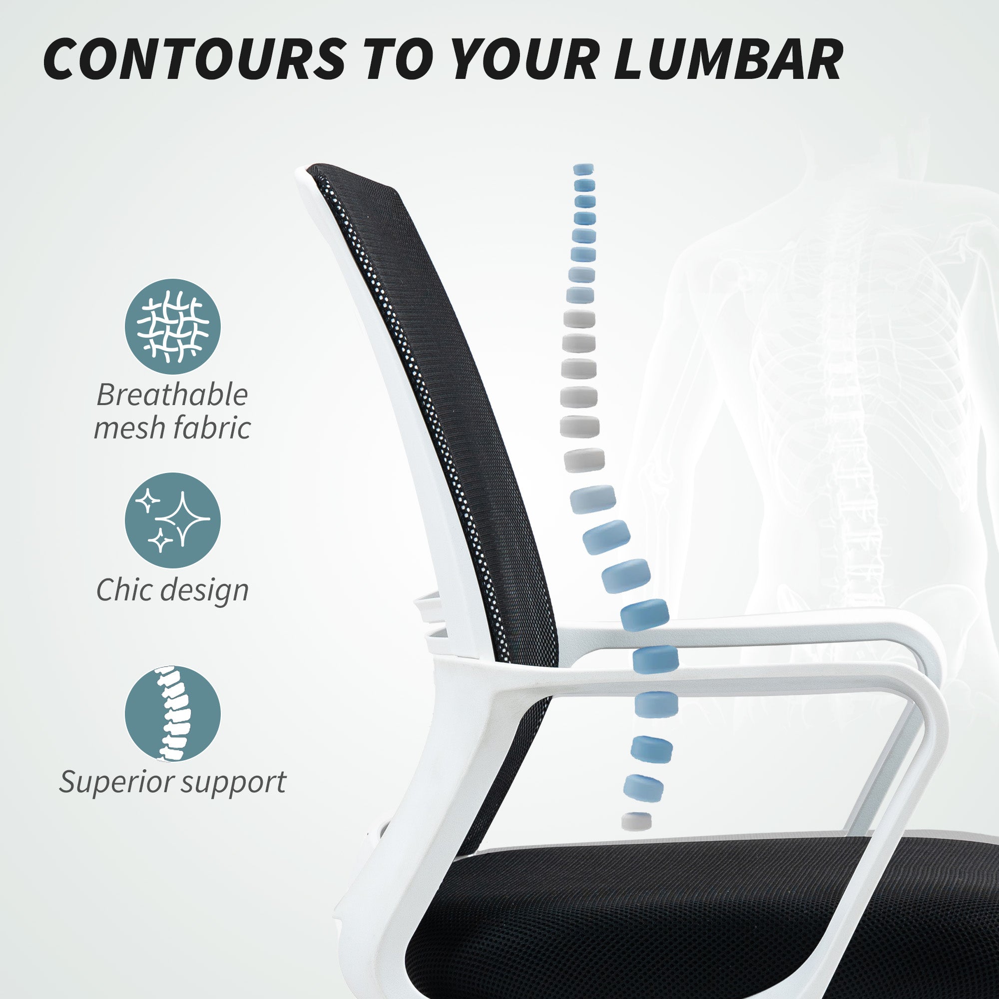 HOMCOM Draughtsman Chair, Mesh Drafting Chair, Ergonomic Office Chair with Lumbar Support, Adjustable Foot Ring, Black - anydaydirect
