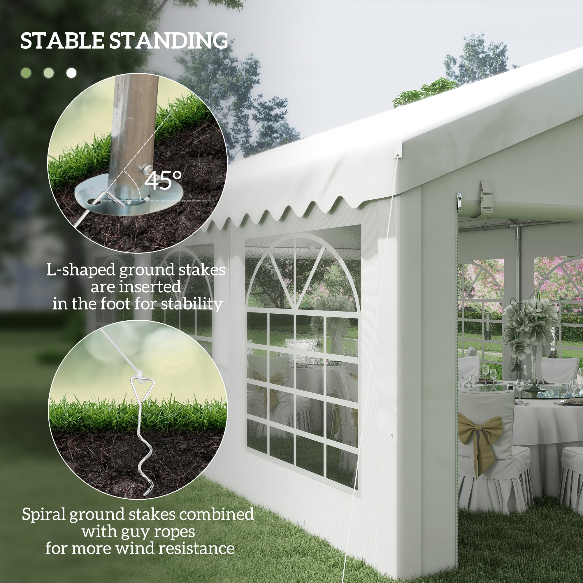 Outsunny 6m x 4m Garden Gazebo, Galvanised Marquee Party Tent with Removable Sides and Windows for Parties, Wedding and Events, White - anydaydirect