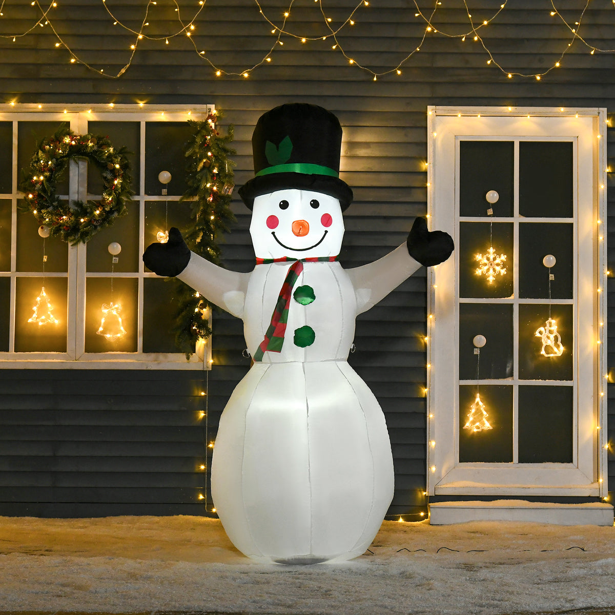 HOMCOM 1.8m Inflatable Snowman Decoration, Polyester-White - anydaydirect