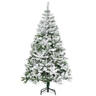 HOMCOM 6 Foot Snow Flocked Artificial Christmas Tree Xmas Pine Tree with 750 Realistic Branches, Auto Open and Steel Base, Green - anydaydirect