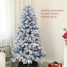 HOMCOM 6ft Flocked Artificial Christmas Tree with 700 Snow Frosted Tips, Metal Stand, Snowy Hinged Xmas Tree, Blue - anydaydirect