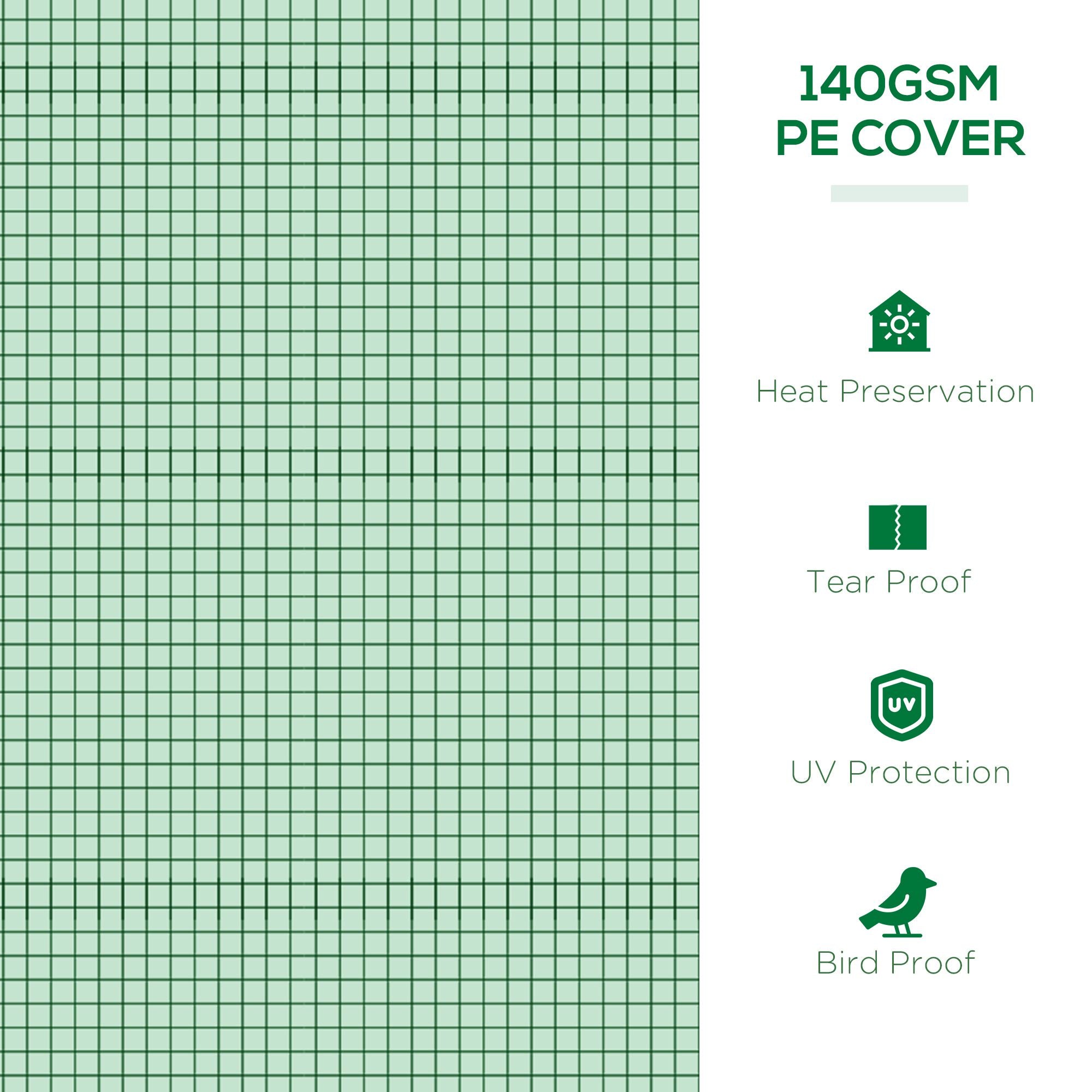 Outsunny Small Greenhouse, Portable Tunnel Green House, Green Grow House Steel Frame with 5 Mesh Windows, 3 M, Green - anydaydirect