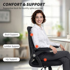 HOMCOM Office Chair, Mesh Desk Chair with Flip-up Armrests, Lumbar Support, Adjustable Height, Black - anydaydirect