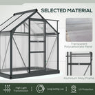 Outsunny 6 x 4ft Polycarbonate Greenhouse, Large Walk-In Green House with Slide Door and Window, Garden Plants Grow House with Aluminium Frame and Foundation, Grey - anydaydirect