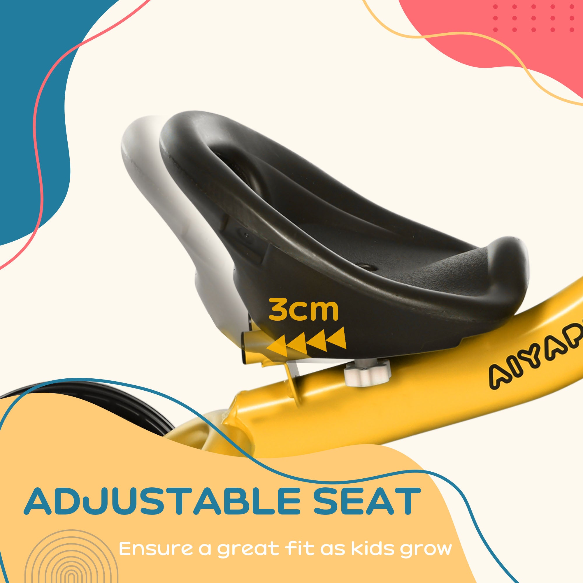 AIYAPLAY Toddler Trike: Adjustable Seat, Storage Basket & Bell, Durable Tricycle for 2-5 Years, Sunny Yellow - anydaydirect