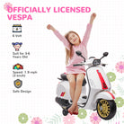 AIYAPLAY 12V Vespa Licensed Kids Electric Motorbike w/ Music, Headlights, FM Radio, for 3-6 Years - White - anydaydirect