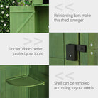 Outsunny Garden Shed Vertical Utility 3 Shelves Shed Wood Outdoor Garden Tool Storage Unit Storage Cabinet, 77 x 54.2 x 179cm - Green - anydaydirect