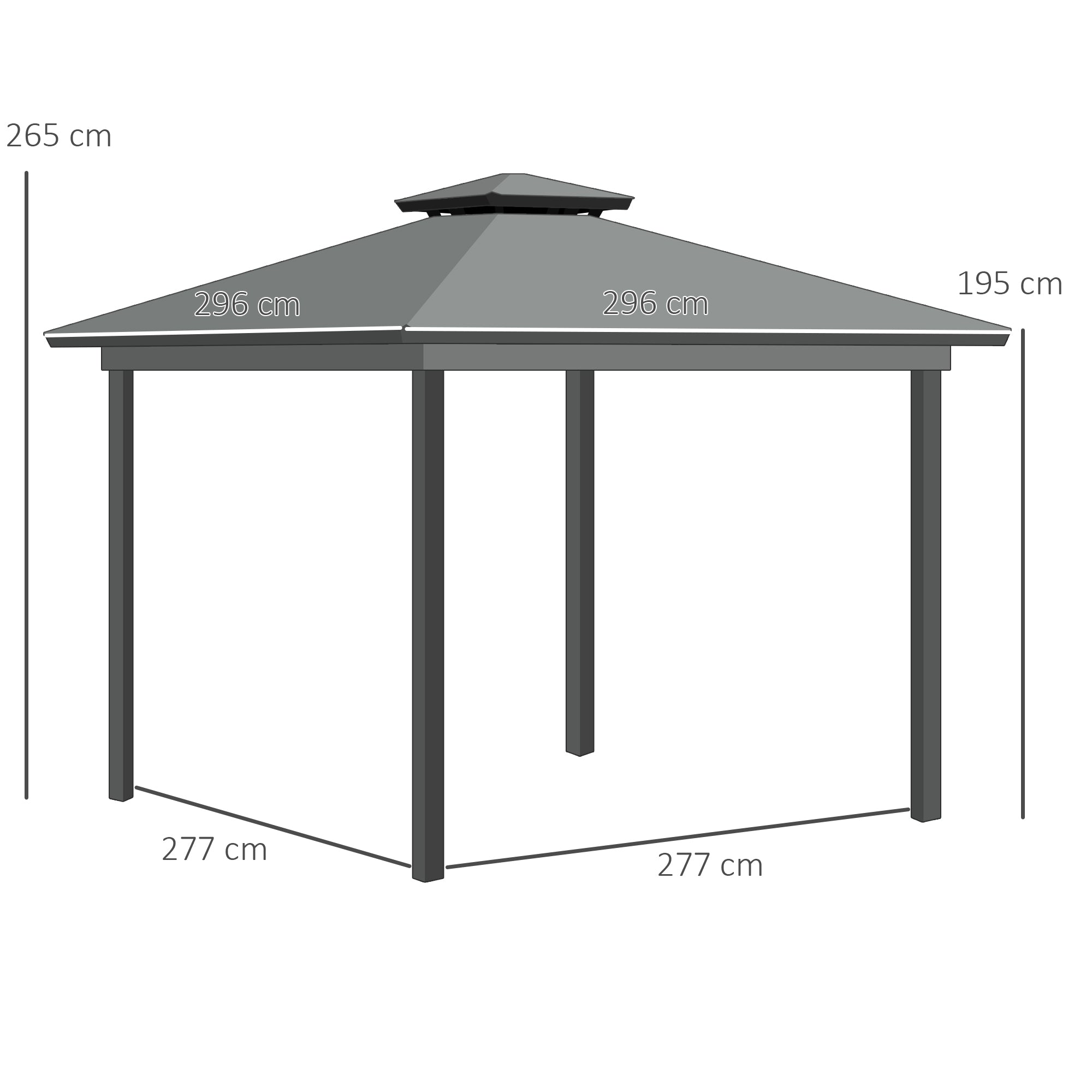 Outsunny 3 x 3(m) Patio Gazebo Canopy Garden Pavilion Tent Shelter Marquee with 2 Tier Roof, Netting and Curtains, Light Grey - anydaydirect