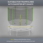 SPORTNOW 8ft Trampoline Net Replacement with 6 Plastic Pole Covers, Weather-Resistant Trampoline Netting Replacement with Zipped Entrance, Poles Not Included, Green - anydaydirect